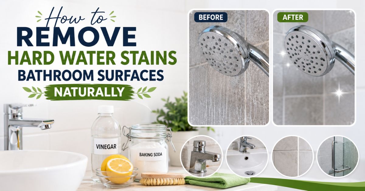 remove hard water stains bathroom